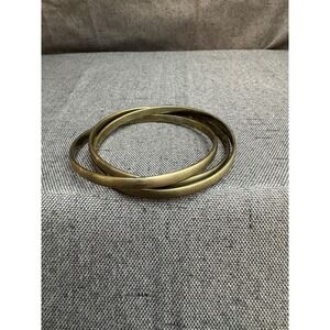 Vintage Brass Gold Tone Interlocking Bangle Bracelet Set Trinity